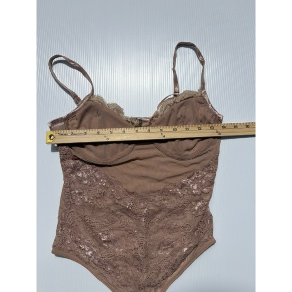 Forever 21 Bodysuit Women's Small Mocha Brown‎ Lace Trim Corset Style Festival - Picture 6 of 16